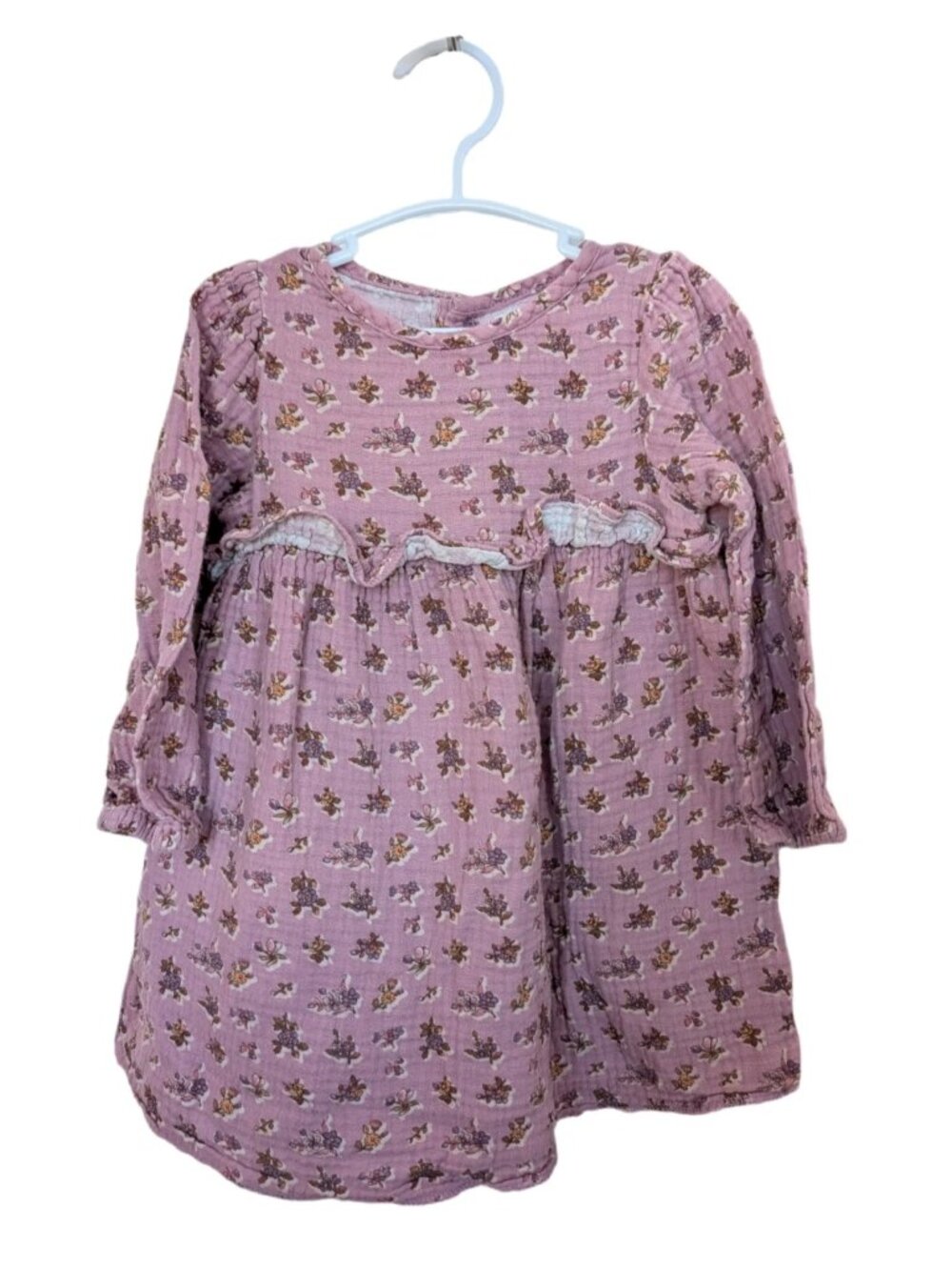 ZARA 3T Purple‎ Long Sleeve Floral Muslin Dress